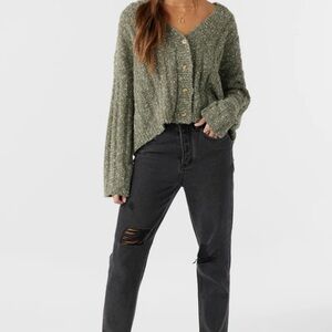 Sweater Green Knit Cardigan